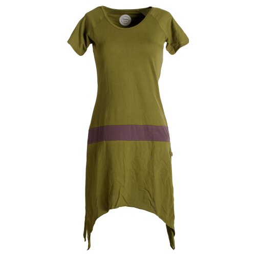 Vishes Einfaches Zipfelkleid mit kurzen Ärmeln aus Biobaumwolle olive 50