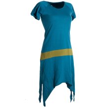 Vishes Einfaches Zipfelkleid mit kurzen Ärmeln aus Biobaumwolle türkis 32/34
