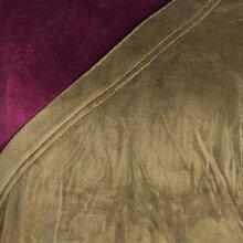 Vishes Asymmetrisches Lagenlook Samtkleid zum Schnüren mit Zipfeln und langen Ärmeln olive-dunkelrot 42