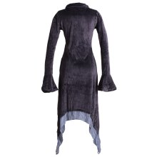 Vishes Extra langes Zipfelkleid aus Samt mit Rüschen an den Ärmeln im Lagenlook schwarz 46/48