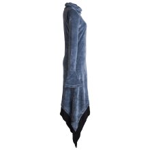 Vishes Extra langes Zipfelkleid aus Samt mit Rüschen an den Ärmeln im Lagenlook grau 42/44