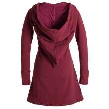 Vishes Langarm Winterkleid aus recyceltem Eco Fleece mit großer Zipfelkapuze dunkelrot 40