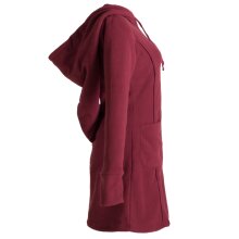 Vishes Langarm Winterkleid aus recyceltem Eco Fleece mit großer Zipfelkapuze dunkelrot 46-48