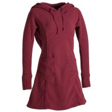 Vishes Langarm Winterkleid aus recyceltem Eco Fleece mit großer Zipfelkapuze dunkelrot 46-48