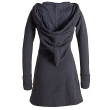 Vishes Langarm Winterkleid aus recyceltem Eco Fleece mit großer Zipfelkapuze schwarz 40