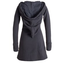 Vishes Langarm Winterkleid aus recyceltem Eco Fleece mit großer Zipfelkapuze schwarz 50