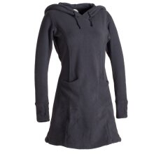 Vishes Langarm Winterkleid aus recyceltem Eco Fleece mit großer Zipfelkapuze schwarz 50