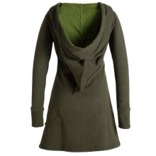 Vishes Langarm Winterkleid aus recyceltem Eco Fleece mit großer Zipfelkapuze olive 40