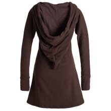 Vishes Langarm Winterkleid aus recyceltem Eco Fleece mit großer Zipfelkapuze braun 42