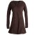 Vishes Langarm Winterkleid aus recyceltem Eco Fleece mit großer Zipfelkapuze braun 42