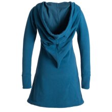 Vishes Langarm Winterkleid aus recyceltem Eco Fleece mit großer Zipfelkapuze türkis 40