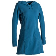 Vishes Langarm Winterkleid aus recyceltem Eco Fleece mit großer Zipfelkapuze türkis 40