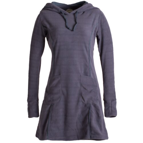 Vishes Langarm Winterkleid aus recyceltem Eco Fleece mit großer Zipfelkapuze grau 36