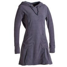 Vishes Langarm Winterkleid aus recyceltem Eco Fleece mit großer Zipfelkapuze grau 46-48