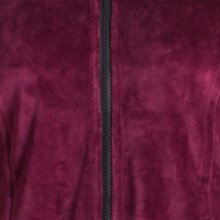 Vishes Samtjacke mit extra großer geraffter Cape Kapuze, Daumenlöchern und Reißverschluss dunkelrot 44