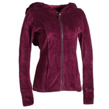 Vishes Samtjacke mit extra großer geraffter Cape Kapuze, Daumenlöchern und Reißverschluss dunkelrot 44