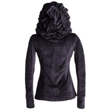 Vishes Samtjacke mit extra großer geraffter Cape Kapuze, Daumenlöchern und Reißverschluss dunkelrot 44