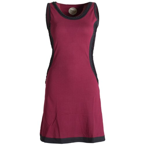 Vishes Ärmelloses Kleid aus Biobaumwolle mit geflochtenen Einsätzen dunkelrot 34-36