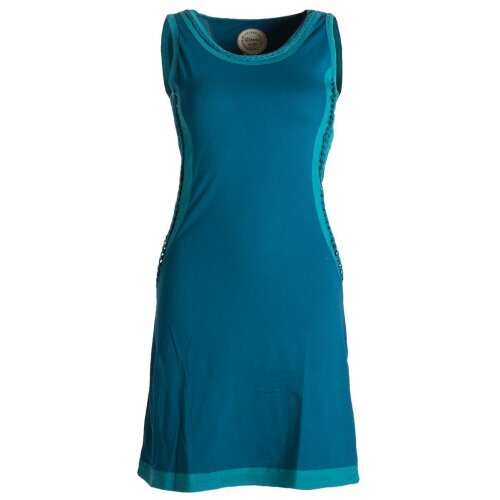 Vishes Ärmelloses Kleid aus Biobaumwolle mit geflochtenen Einsätzen türkis 48