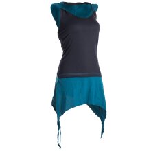 Vishes Eco Zipfelkapuzen Neckholder aus Biobaumwolle schwarz-türkis 36