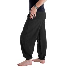 Vishes Pludrige Sommer Damen Chino Haremshose aus Baumwolle schwarz 32-34
