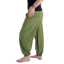 Vishes Pludrige Sommer Damen Chino Haremshose aus Baumwolle hellgrün 32-34