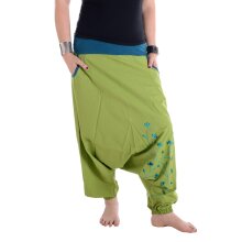 Vishes Baumwoll Haremshose mit Blumenstickerei und...