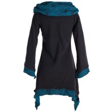 Vishes Lagenlook Zipfelkleid aus Eco Fleece mit langen Ärmeln und großem Kapuzenschalkragen schwarz 44