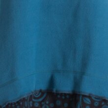 Vishes Lagenlook Zipfelkleid aus Eco Fleece mit langen Ärmeln und großem Kapuzenschalkragen türkis 36