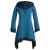 Vishes Lagenlook Zipfelkleid aus Eco Fleece mit langen Ärmeln und großem Kapuzenschalkragen türkis 38-40