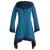 Vishes Lagenlook Zipfelkleid aus Eco Fleece mit langen Ärmeln und großem Kapuzenschalkragen türkis 46