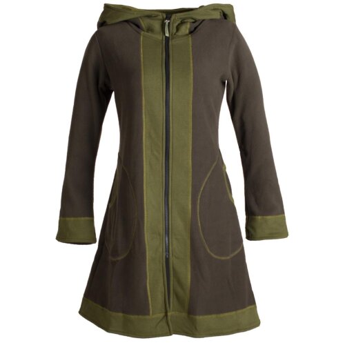 Vishes Weicher Eco Fleecemantel für den Übergang mit großen abgesetztenTaschen olive 36