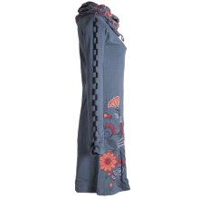 Vishes Langärmliges Blumenkleid aus Baumwolle mit Kapuzenschalkragen grau 36