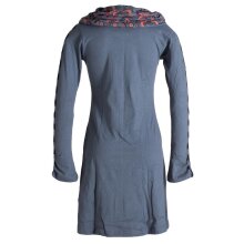 Vishes Langärmliges Blumenkleid aus Baumwolle mit Kapuzenschalkragen grau 40