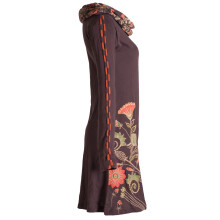 Vishes Langärmliges Blumenkleid aus Baumwolle mit Kapuzenschalkragen braun 40
