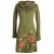 Vishes Langärmliges Blumenkleid aus Baumwolle mit Kapuzenschalkragen olive 48