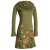 Vishes Langärmliges Blumenkleid aus Baumwolle mit Kapuzenschalkragen olive 48