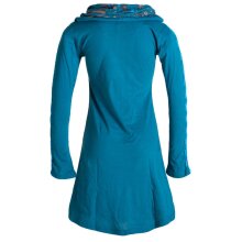 Vishes Langärmliges Blumenkleid aus Baumwolle mit Kapuzenschalkragen türkis 38