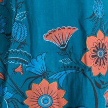 Vishes Langärmliges Blumenkleid aus Baumwolle mit Kapuzenschalkragen türkis 44