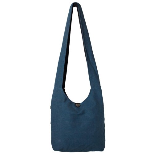 Vishes Einfache Yogi Beuteltasche aus Nepal grob gewebter Baumwolle mit Innentasche blau