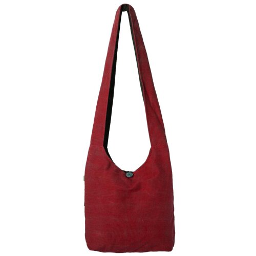 Vishes Einfache Yogi Beuteltasche aus Nepal grob gewebter Baumwolle mit Innentasche dunkelrot