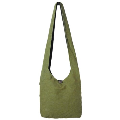 Vishes Einfache Yogi Beuteltasche aus Nepal grob gewebter Baumwolle mit Innentasche olive