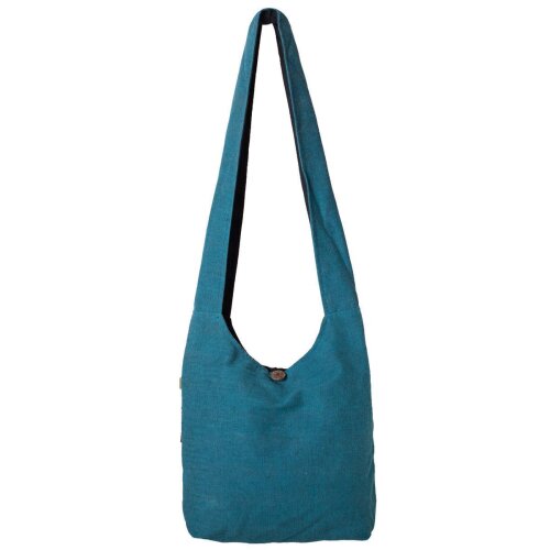Vishes Einfache Yogi Beuteltasche aus Nepal grob gewebter Baumwolle mit Innentasche türkis
