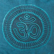 Vishes - Umhängetasche Stoff Beuteltasche aus Baumwolle langer breiter Tragegurt Om Damen Herren Unisex türkis