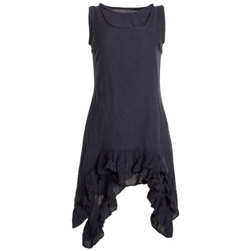 Vishes Armloses Lagenlook Kleid aus Baumwolle mit Rüschen schwarz 42