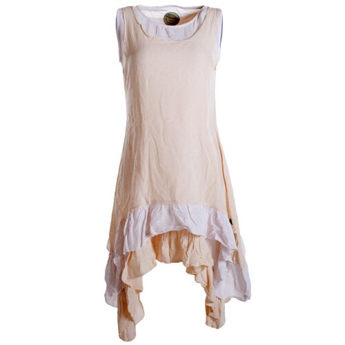 Vishes Armloses Lagenlook Kleid aus Baumwolle mit Rüschen natur 42