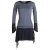 Vishes Zweifarbiges, asymmetrisches, langarm Zipfel Elfenkleid im Lagenlook aus Biobaumwolle grau-schwarz 32