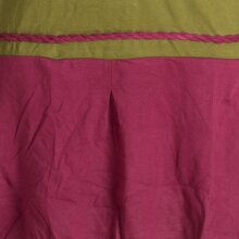 Vishes Zweifarbiges, asymmetrisches, langarm Zipfel Elfenkleid im Lagenlook aus Biobaumwolle olive-dunkelrot 32