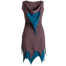 Vishes Ärmelloses Elfenkleid im Lagenlook mit Zipfeln und Zipfelkapuze aus Biobaumwolle braun 34-36