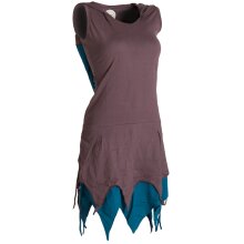 Vishes Ärmelloses Elfenkleid im Lagenlook mit Zipfeln und Zipfelkapuze aus Biobaumwolle braun 34-36